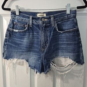 L'AGENCE Denim Shorts Womens Size‎ 25 Cutoff Raw Hem High Rise Blue Jean
